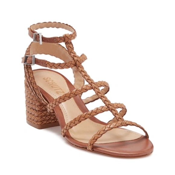 Schutz Rosalia Strappy Block Heel Sandal in Deep Nude Leather, 7.5 - Picture 13 of 14